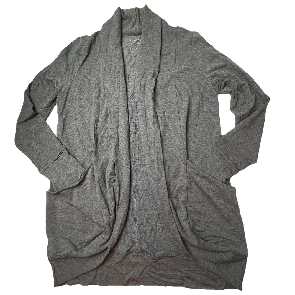 A Pea in the Pod Maternity French Terry Cardigan Sz M Open Front Pockets Gray